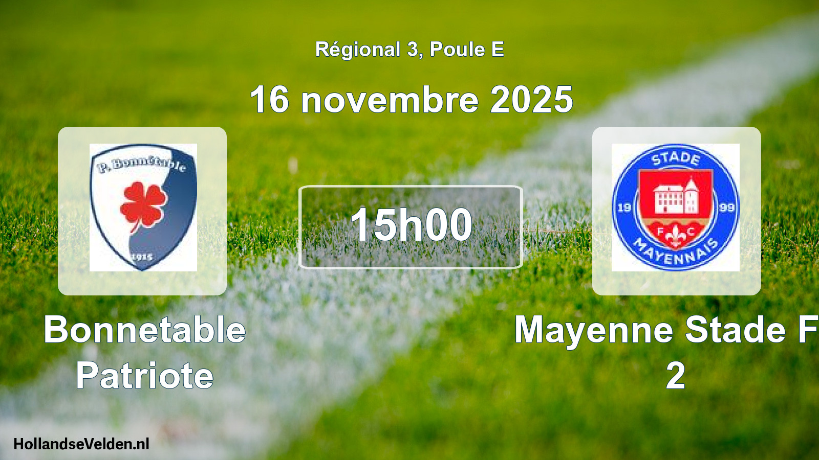 Geplande wedstrijd: Bonnetable Patriote - Mayenne Stade Fc 2 (16 novembre 2025)
