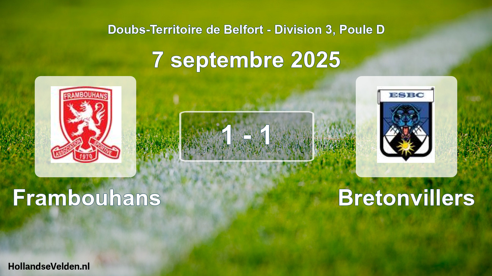 Match joué: Frambouhans - Bretonvillers 1 - 1 (7 septembre 2025)