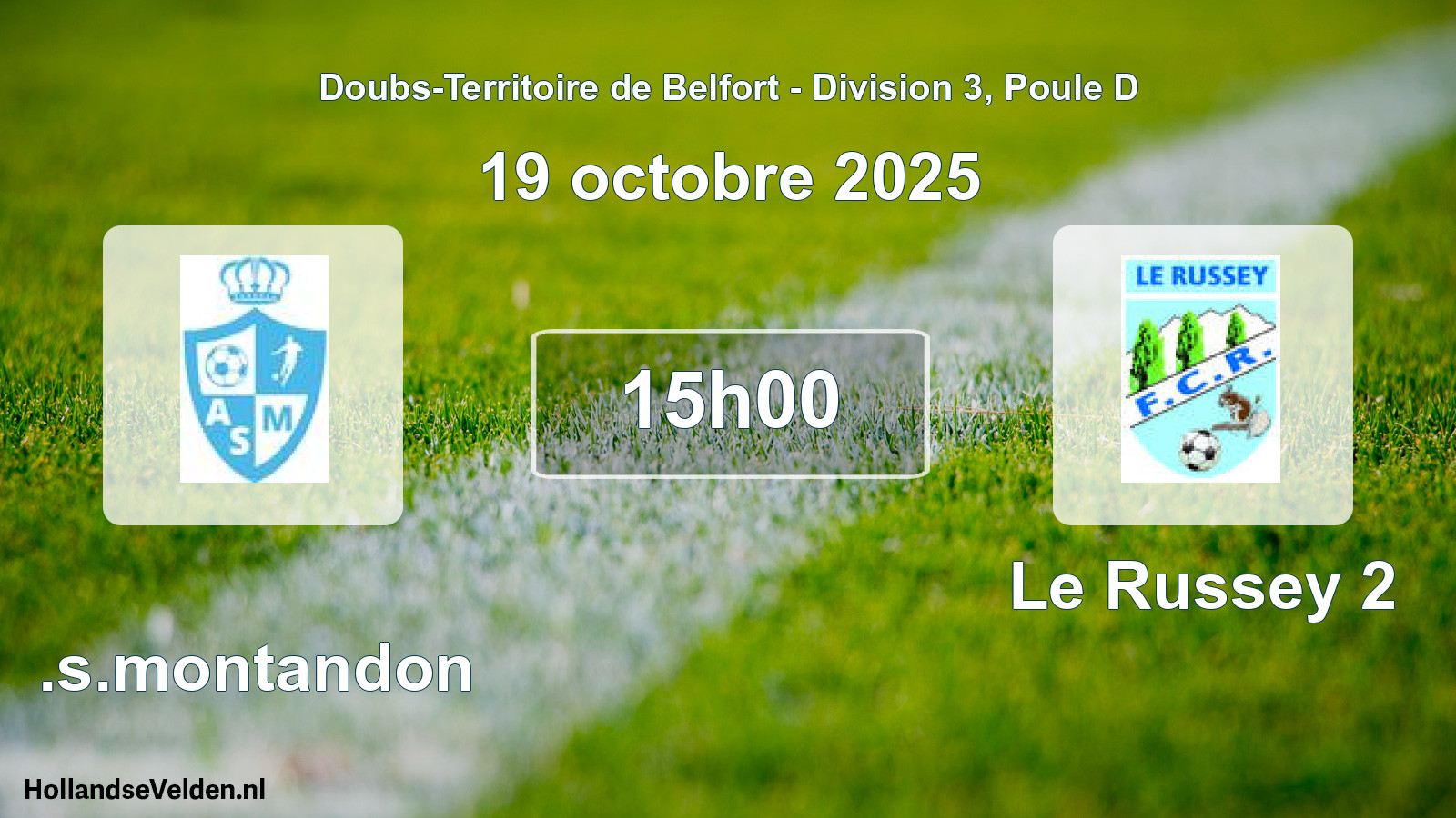 Match programmé: A.s.montandon - Le Russey 2 (19 octobre 2025)
