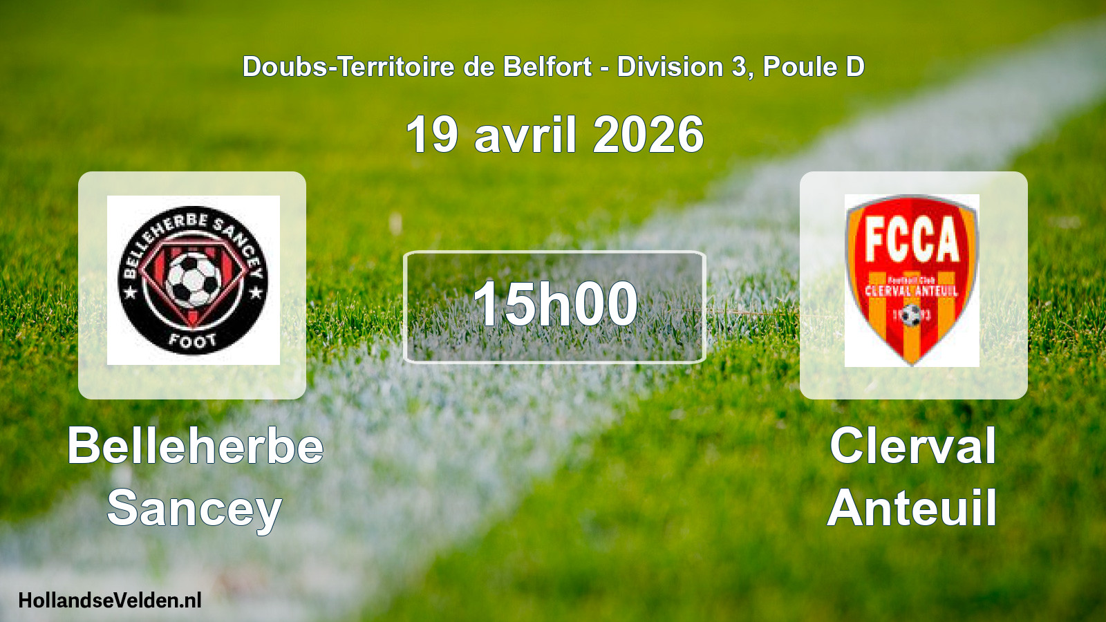 Match programmé: Belleherbe Sancey - Clerval Anteuil (19 avril 2026)