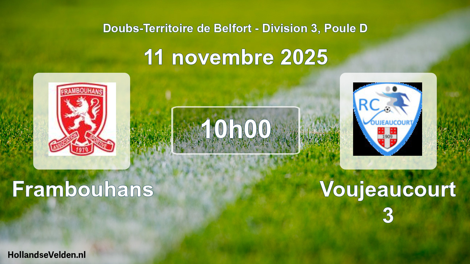 Match programmé: Frambouhans - Voujeaucourt 3 (11 novembre 2025)
