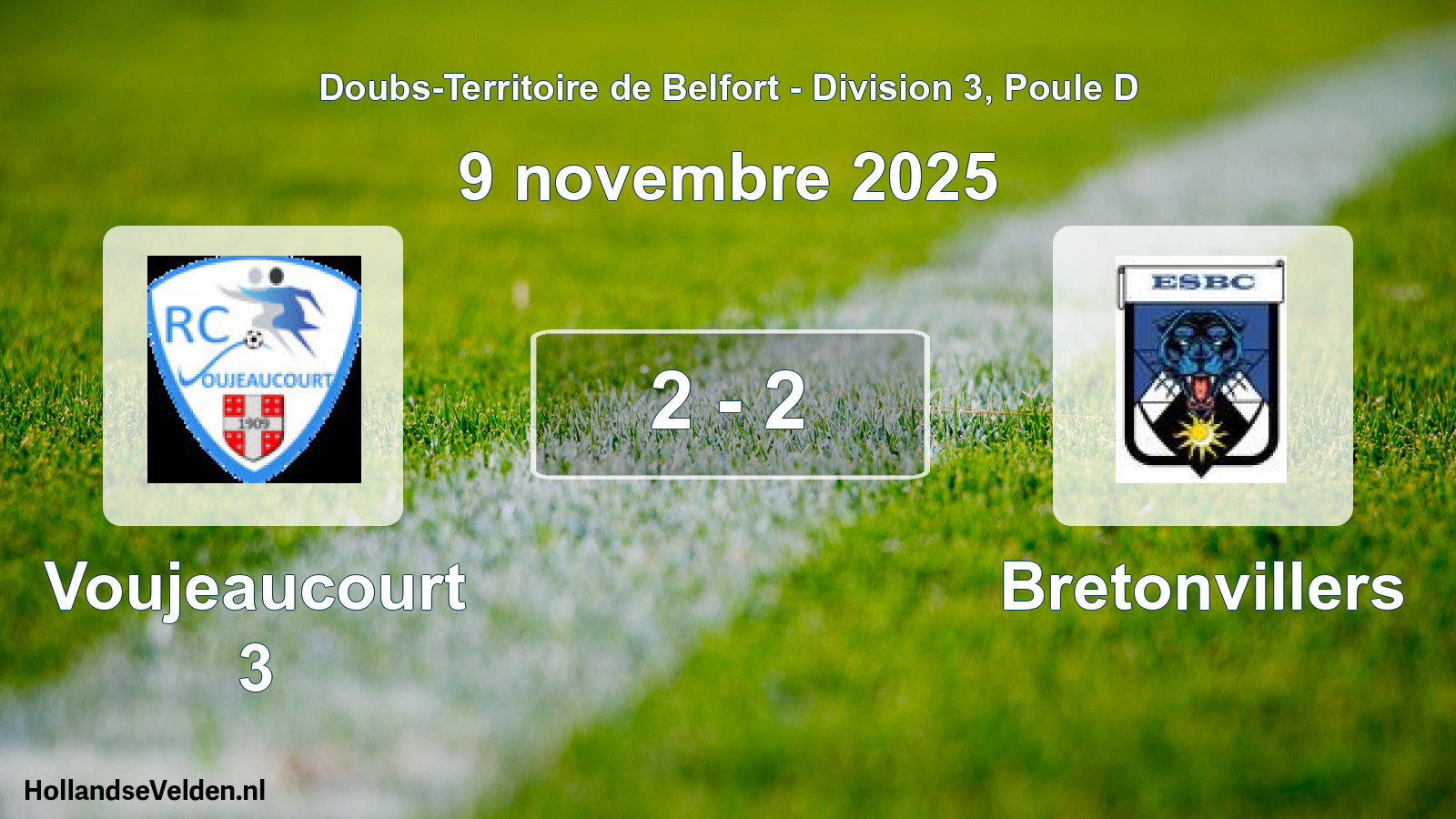 Match joué: Voujeaucourt 3 - Bretonvillers 2 - 2 (9 novembre 2025)