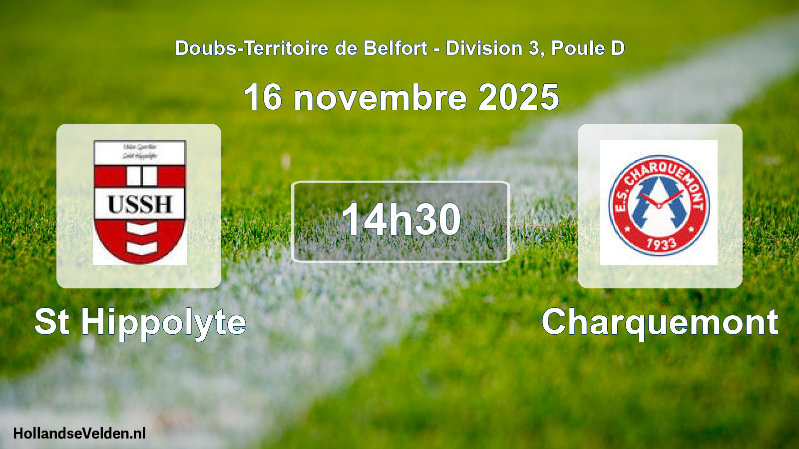Match programmé: St Hippolyte - Charquemont (16 novembre 2025)