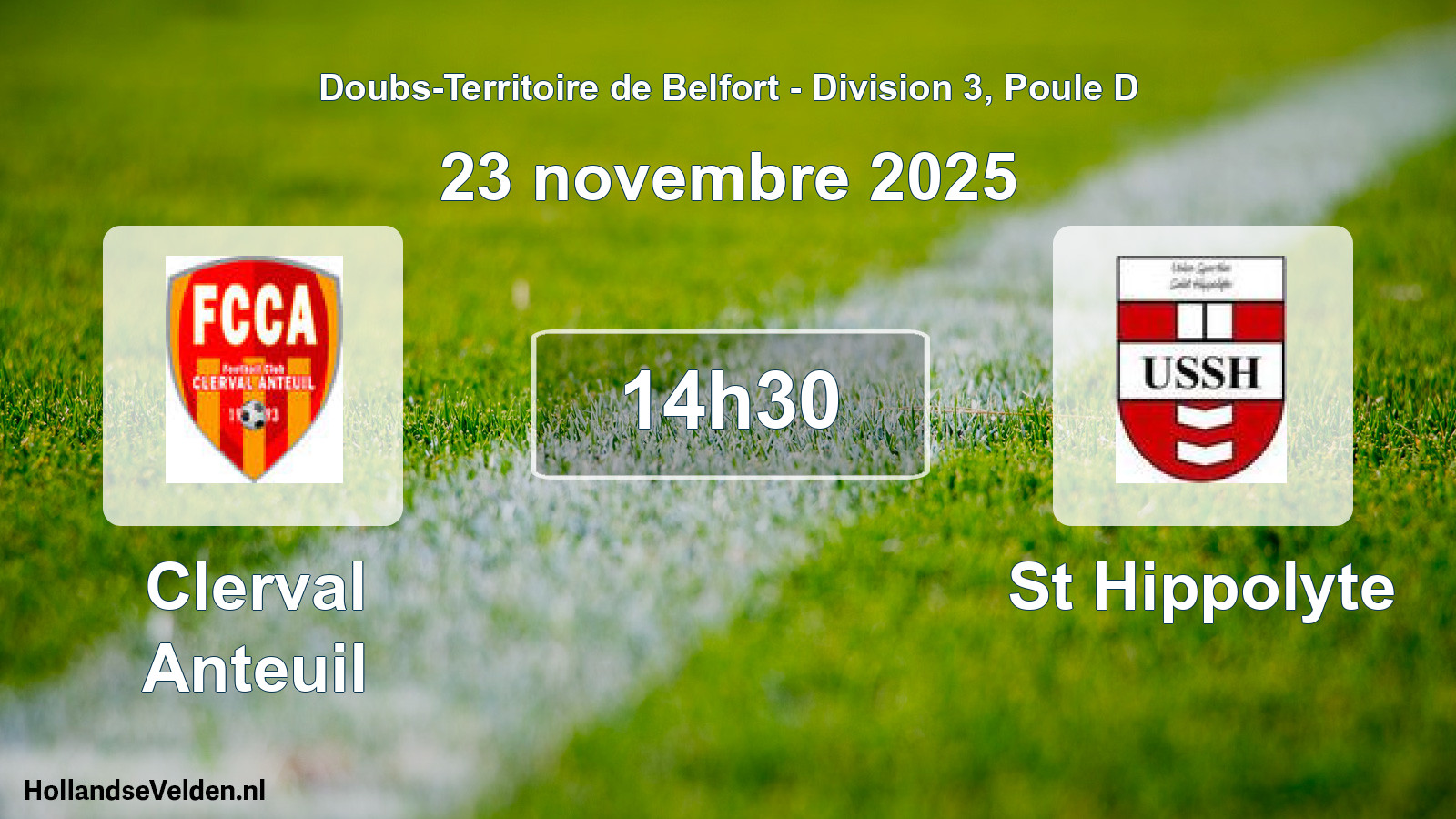 Match programmé: Clerval Anteuil - St Hippolyte (23 novembre 2025)