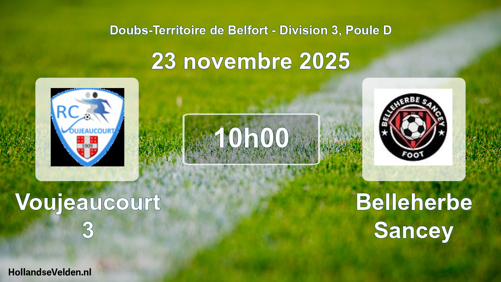 Match programmé: Voujeaucourt 3 - Belleherbe Sancey (23 novembre 2025)