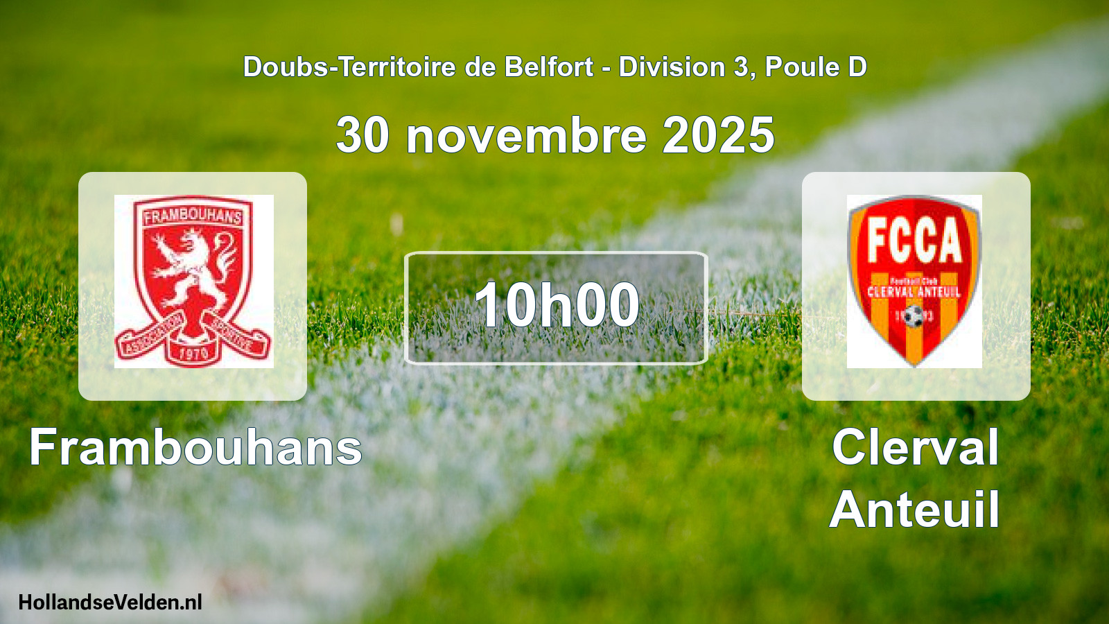Match programmé: Frambouhans - Clerval Anteuil (30 novembre 2025)