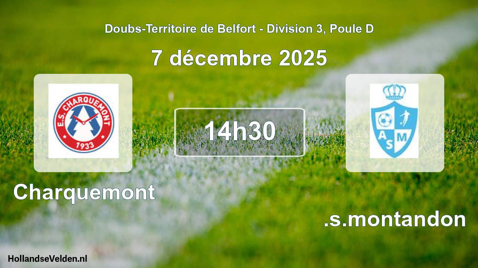 Match programmé: Charquemont - A.s.montandon (7 décembre 2025)