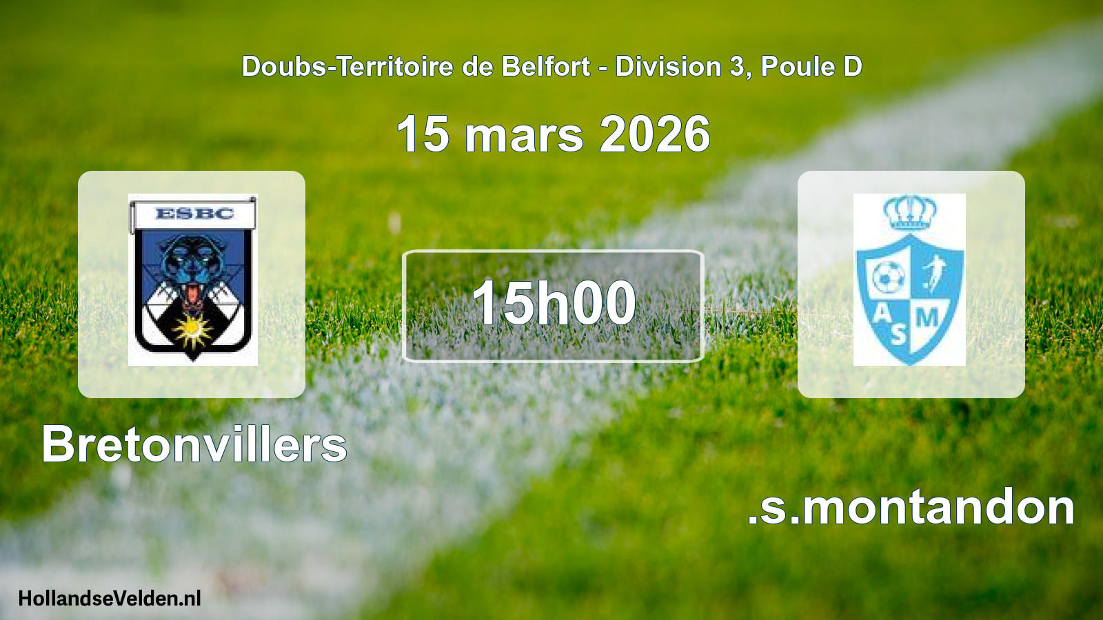 Geplande wedstrijd: Bretonvillers - A.s.montandon (15 maart 2026)