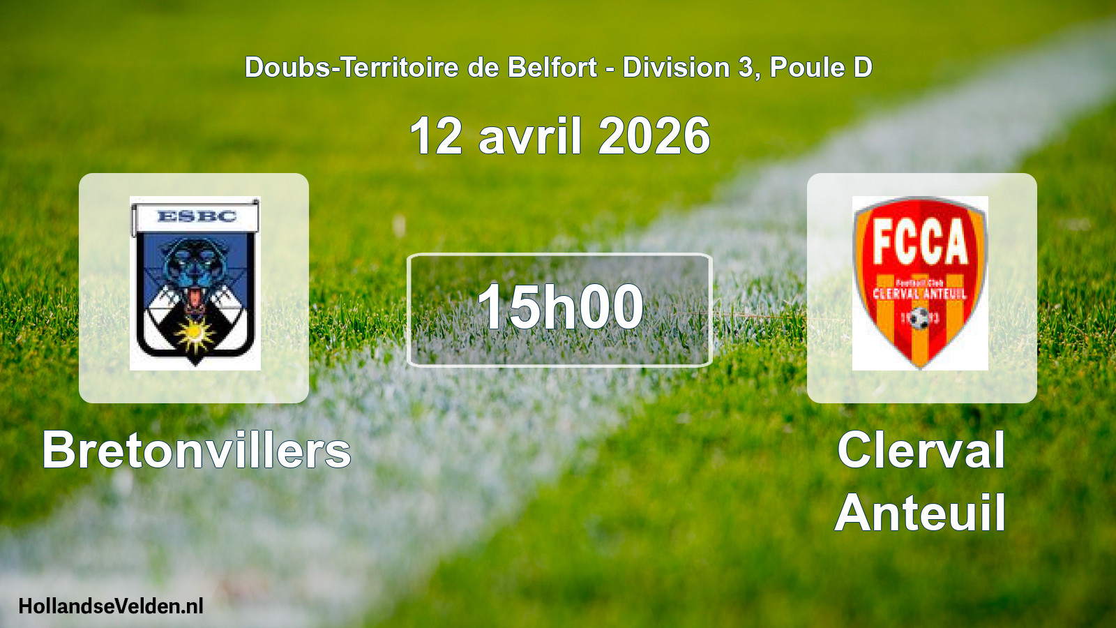 Match programmé: Bretonvillers - Clerval Anteuil (12 avril 2026)