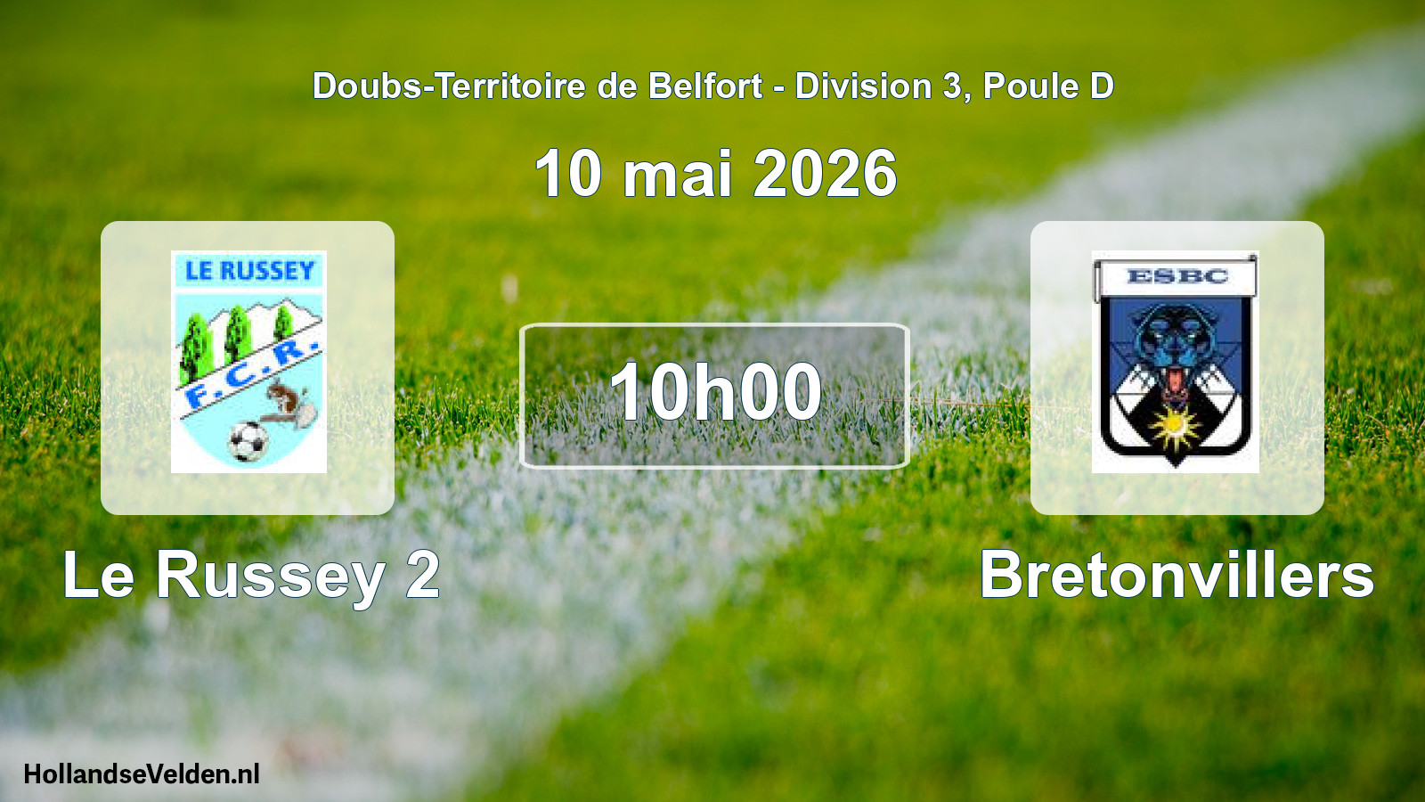 Match programmé: Le Russey 2 - Bretonvillers (10 mai 2026)