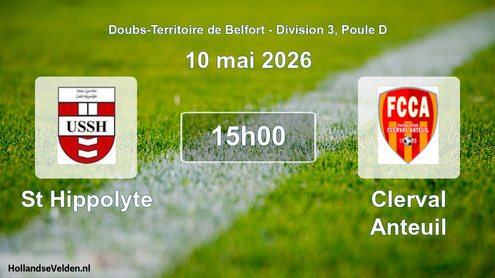 Match programmé: St Hippolyte - Clerval Anteuil (10 mai 2026)