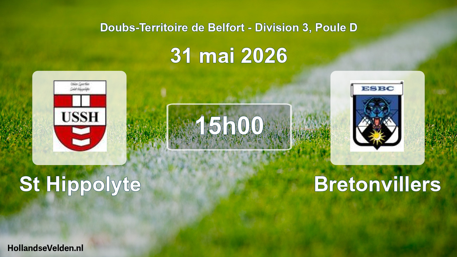 Match programmé: St Hippolyte - Bretonvillers (31 mai 2026)