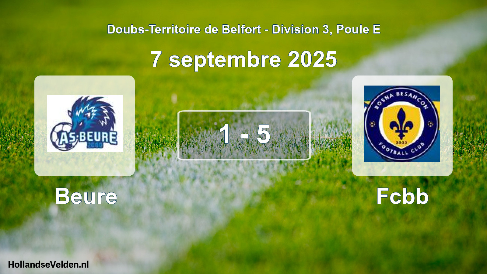 Match joué: Beure - Fcbb 1 - 5 (7 septembre 2025)