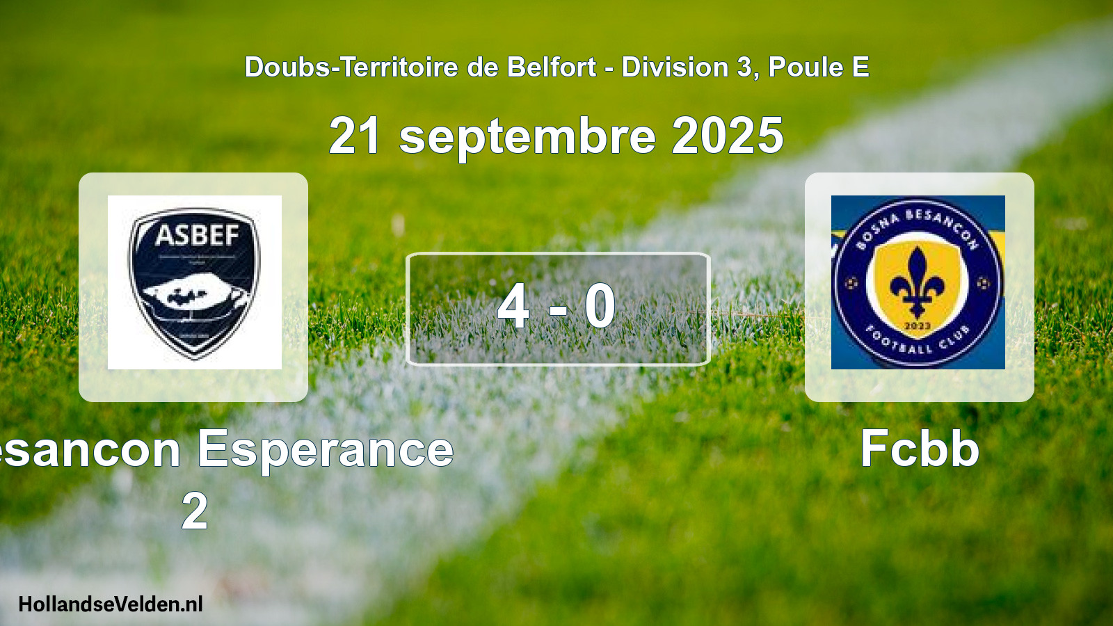 Total number of matches played: Besancon Esperance 2 - Fcbb 4 - 0 (21 September 2025)