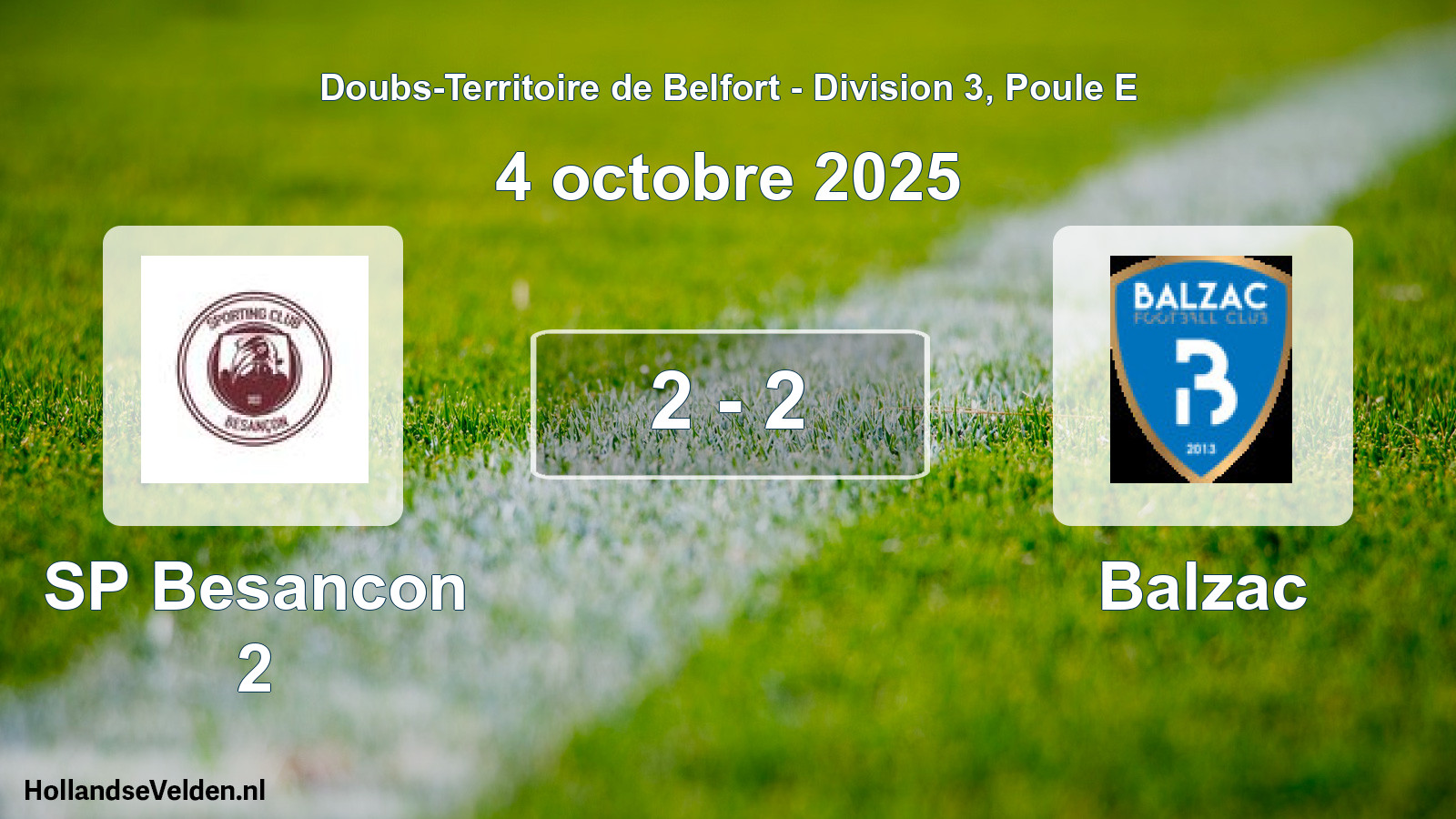 Gespeelde wedstrijd: SP Besancon 2 - Balzac 2 - 2 (4 oktober 2025)