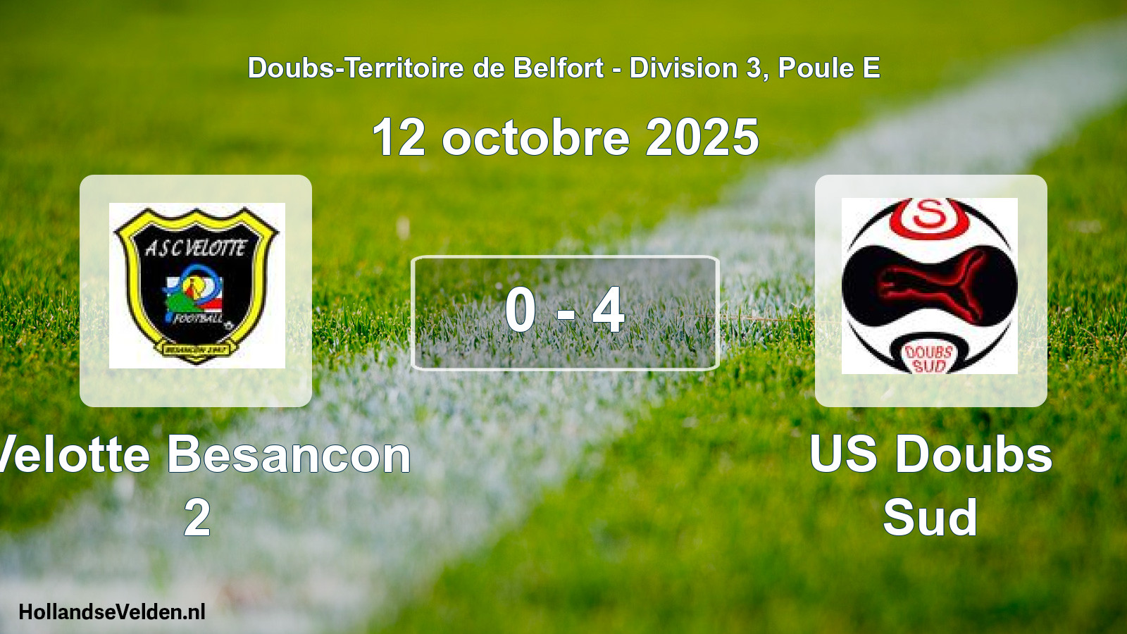 Total number of matches played: Velotte Besancon 2 - US Doubs Sud 0 - 4 (12 October 2025)