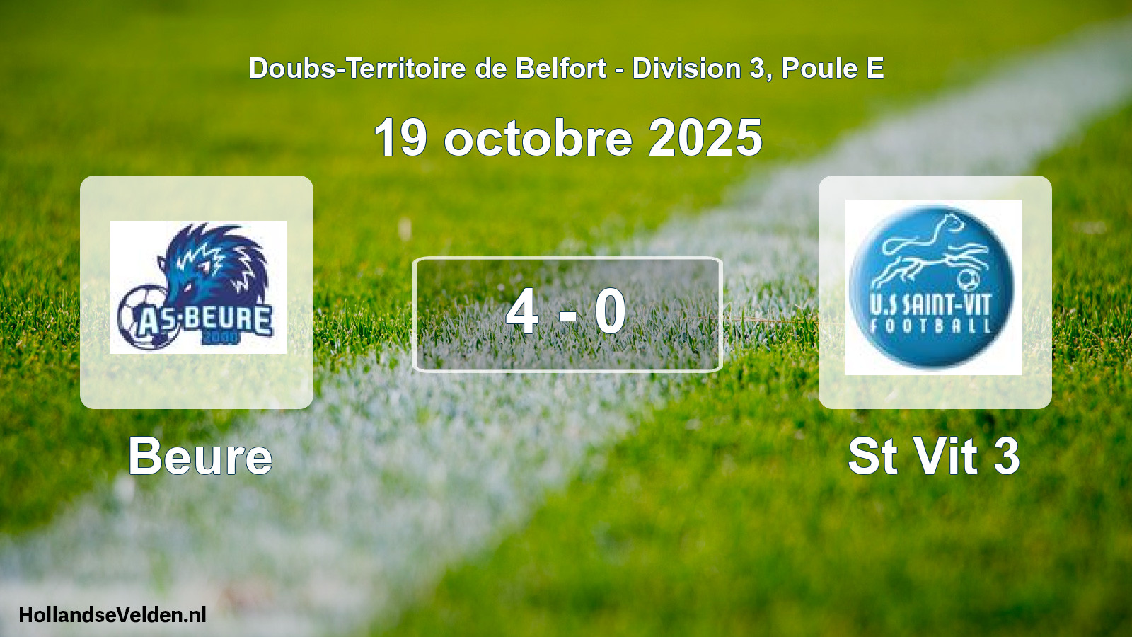 Match joué: Beure - St Vit 3 4 - 0 (19 octobre 2025)