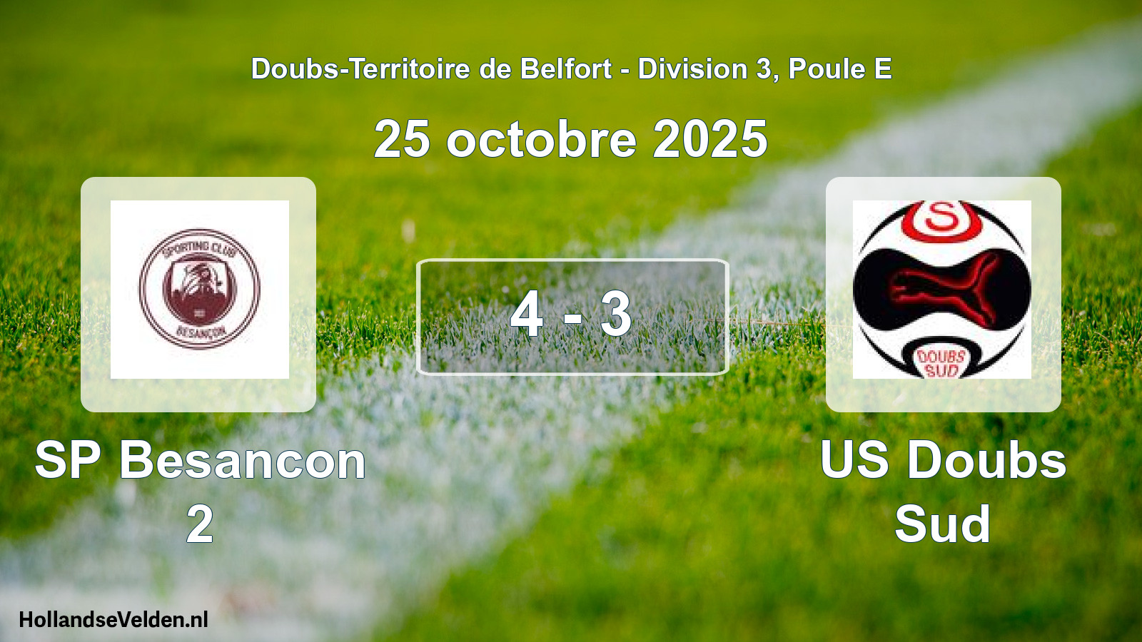 Match joué: SP Besancon 2 - US Doubs Sud 4 - 3 (25 octobre 2025)