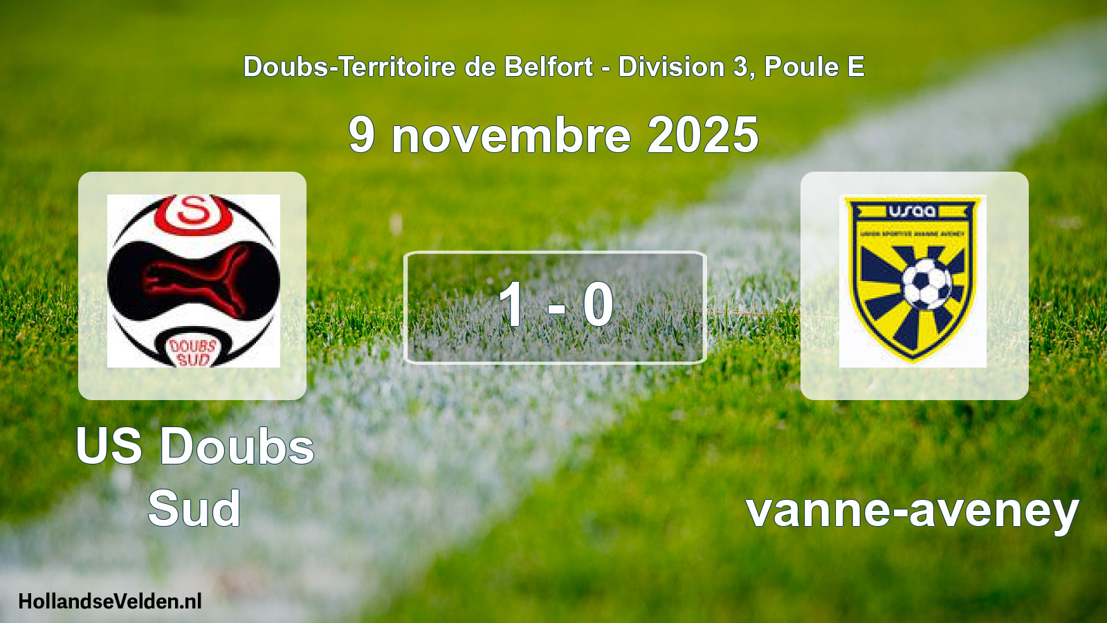 Total number of matches played: US Doubs Sud - Avanne-aveney 1 - 0 (9 November 2025)