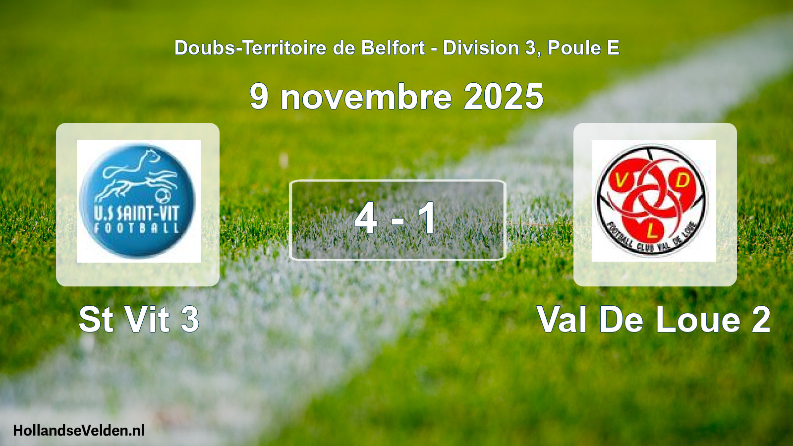 Total number of matches played: St Vit 3 - Val De Loue 2 4 - 1 (9 November 2025)