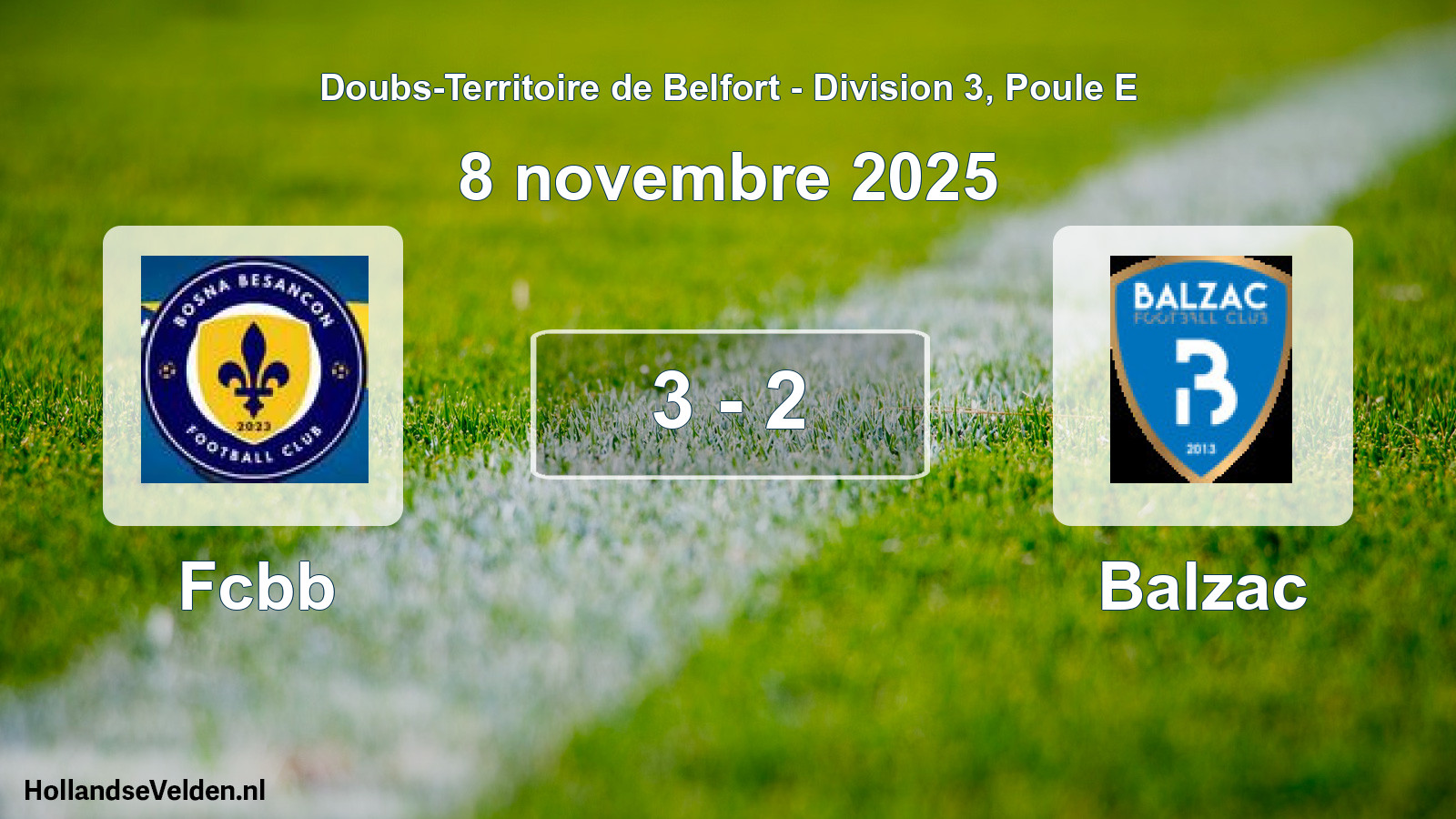Total number of matches played: Fcbb - Balzac 3 - 2 (8 November 2025)