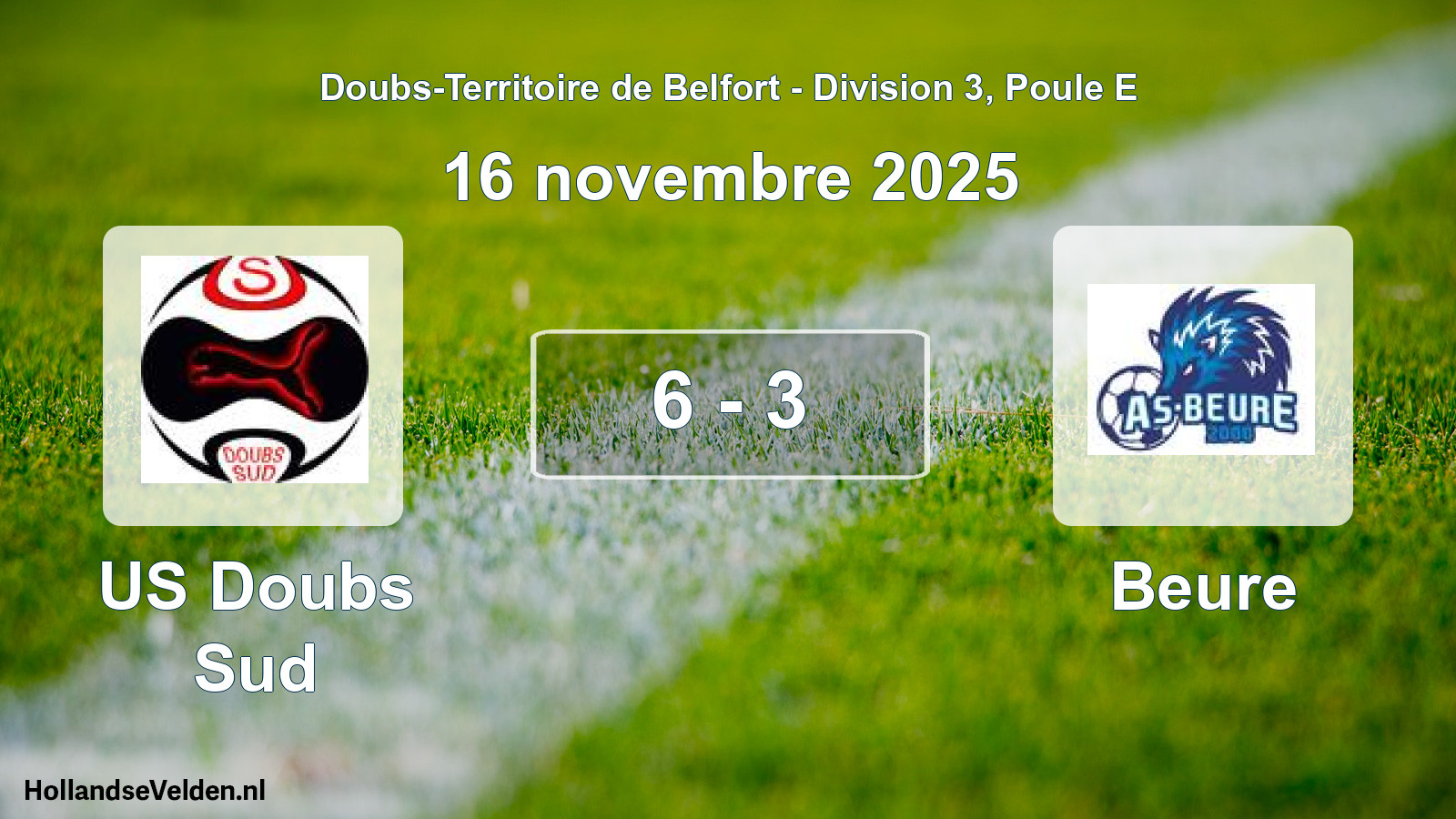Match joué: US Doubs Sud - Beure 6 - 3 (16 novembre 2025)
