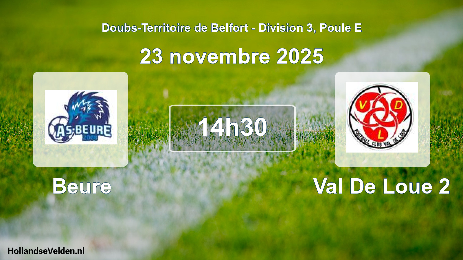 Match programmé: Beure - Val De Loue 2 (23 novembre 2025)