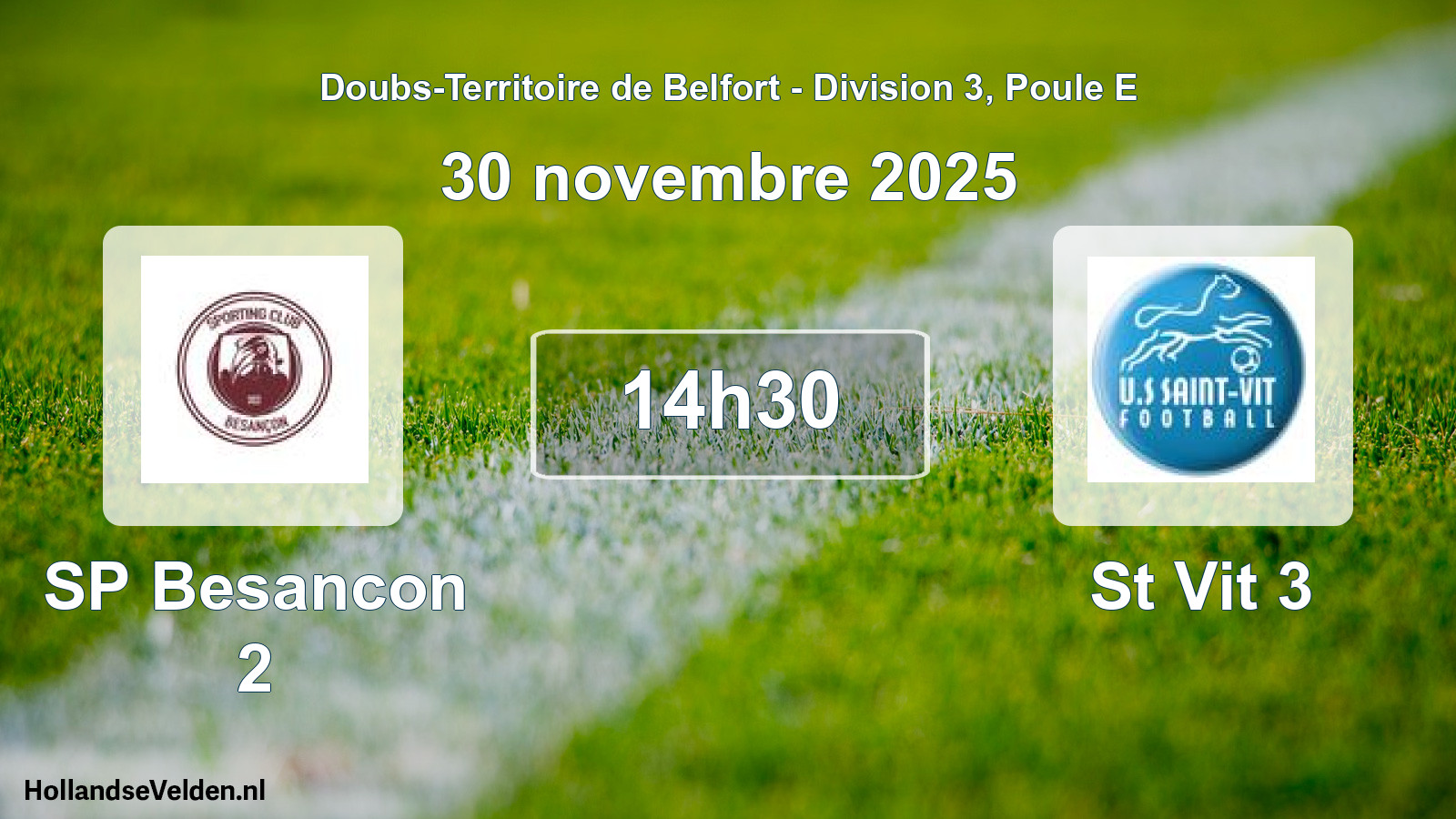 Match programmé: SP Besancon 2 - St Vit 3 (30 novembre 2025)