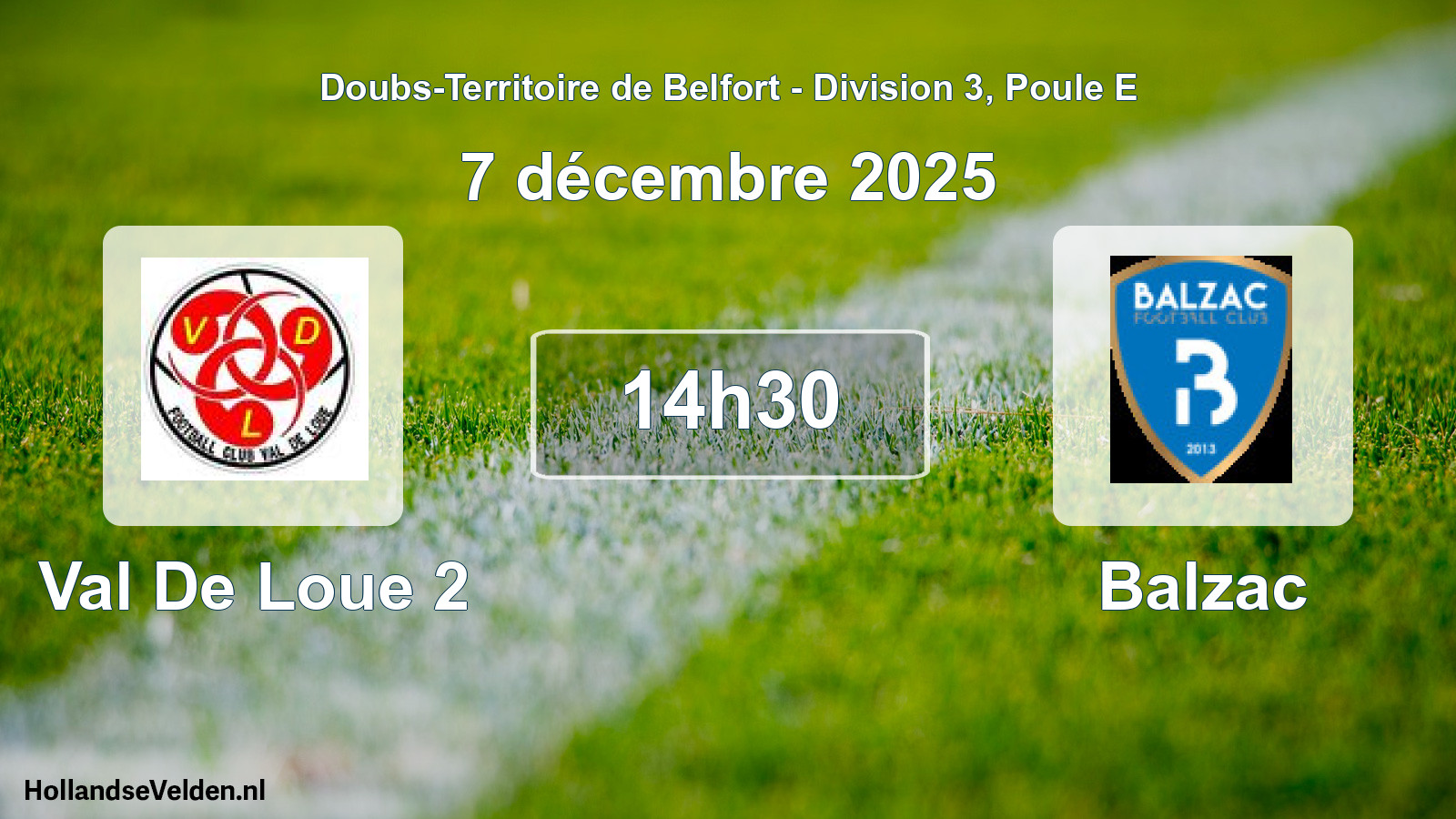 Match programmé: Val De Loue 2 - Balzac (7 décembre 2025)