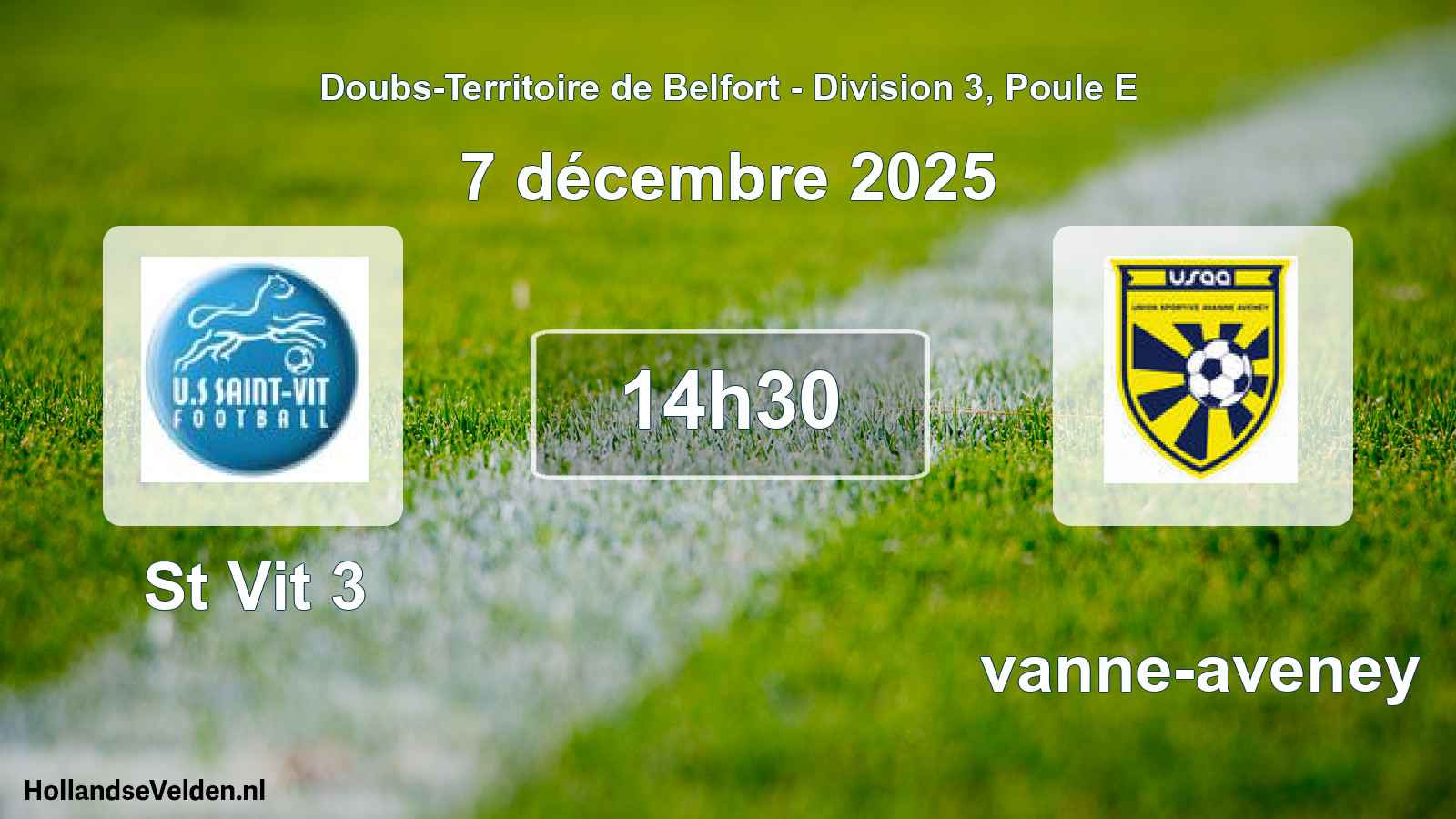 Match programmé: St Vit 3 - Avanne-aveney (7 décembre 2025)