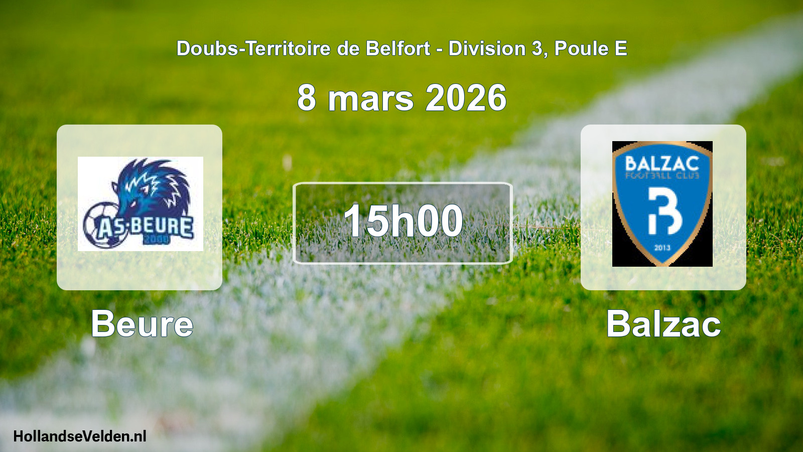 Match programmé: Beure - Balzac (8 mars 2026)