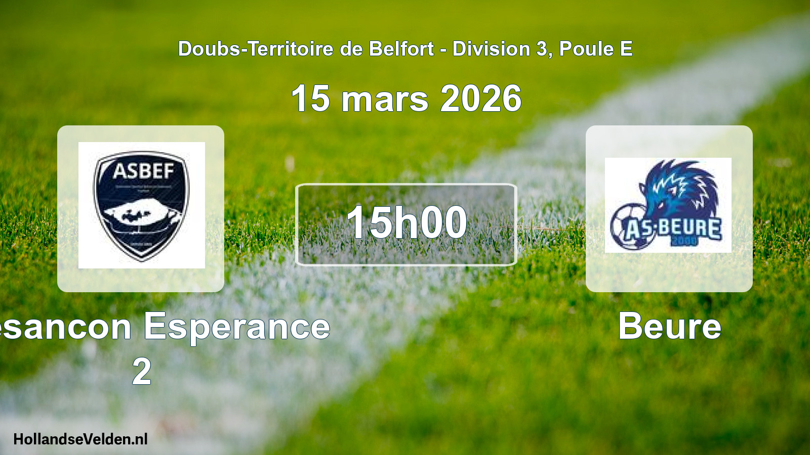 Match programmé: Besancon Esperance 2 - Beure (15 mars 2026)