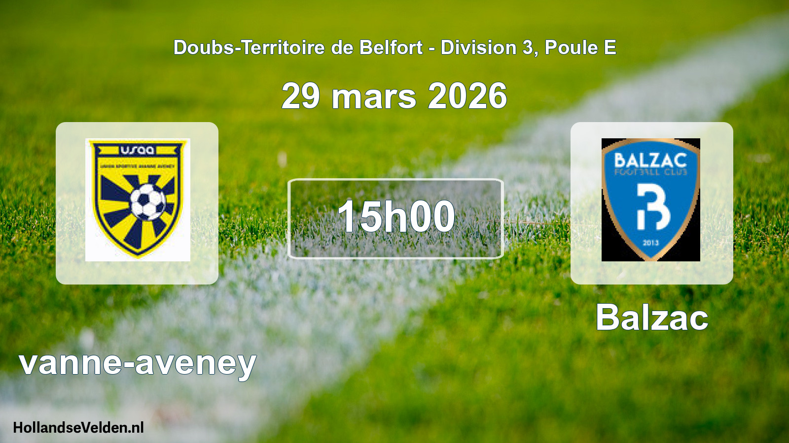 Match programmé: Avanne-aveney - Balzac (29 mars 2026)