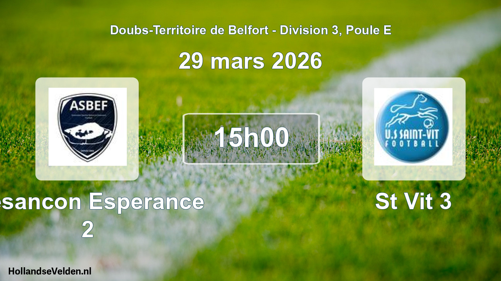 Scheduled Match: Besancon Esperance 2 - St Vit 3 (29 March 2026)