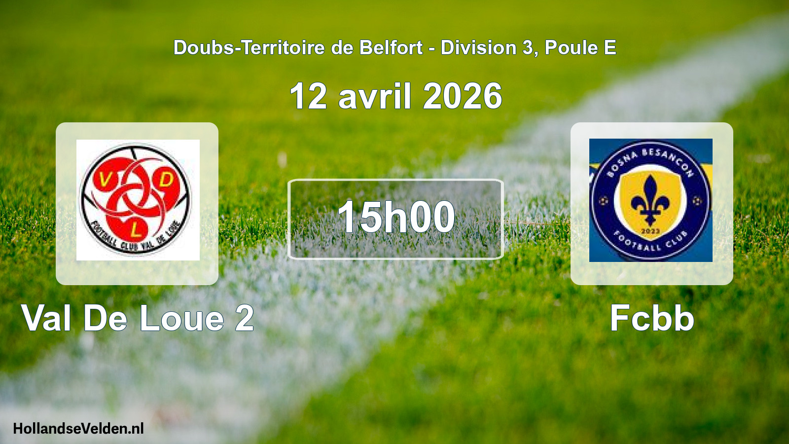 Match programmé: Val De Loue 2 - Fcbb (12 avril 2026)