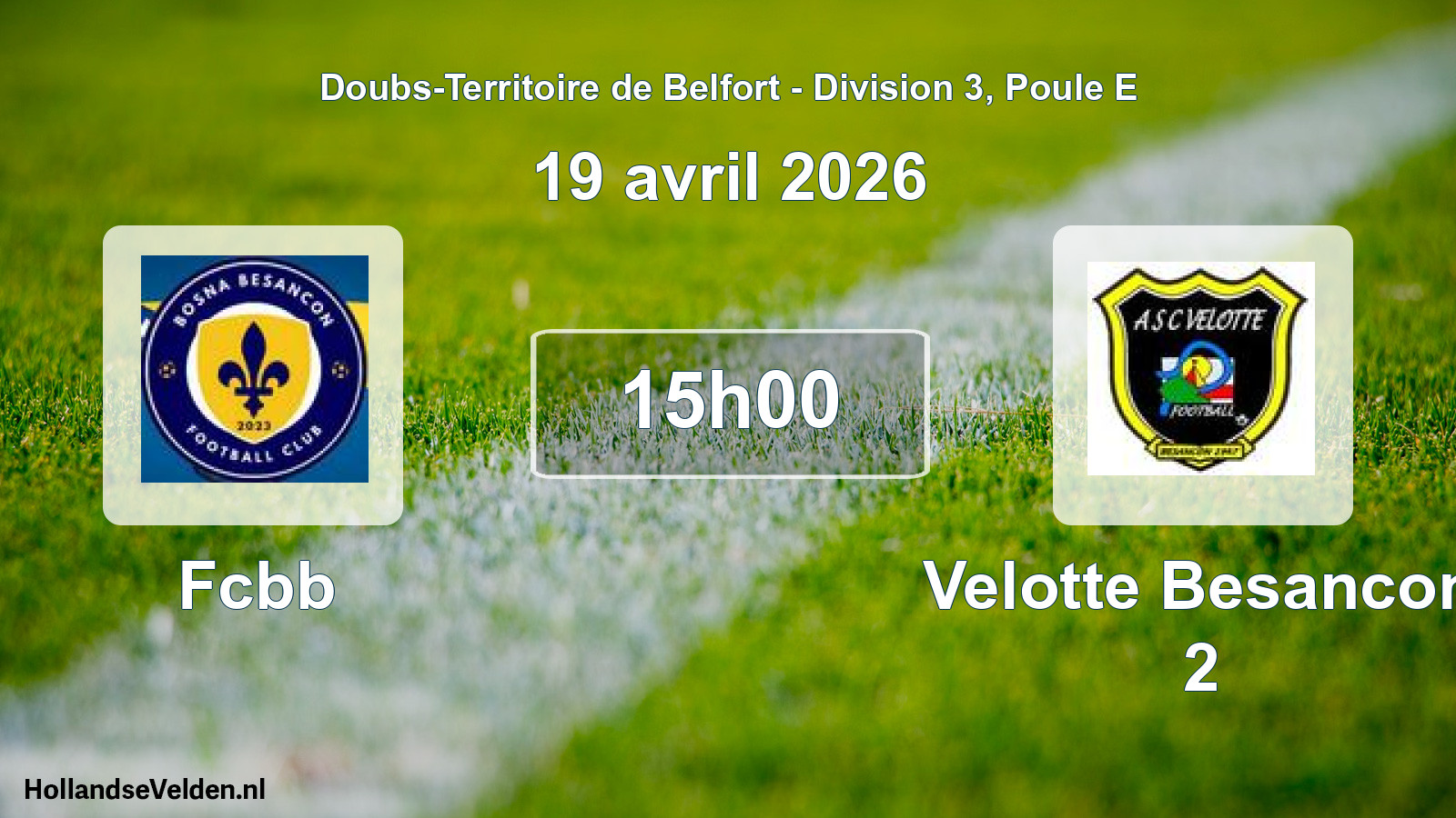 Match programmé: Fcbb - Velotte Besancon 2 (19 avril 2026)
