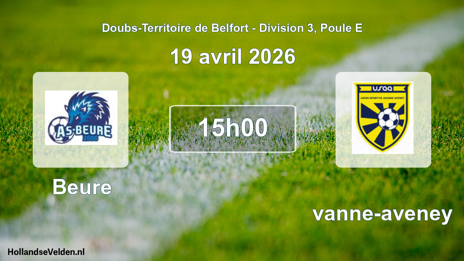 Match programmé: Beure - Avanne-aveney (19 avril 2026)