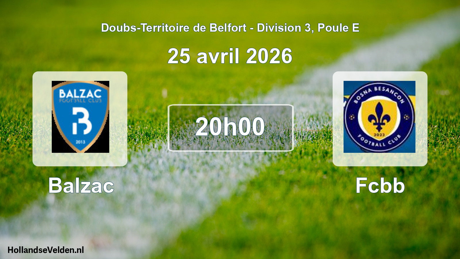 Match programmé: Balzac - Fcbb (25 avril 2026)