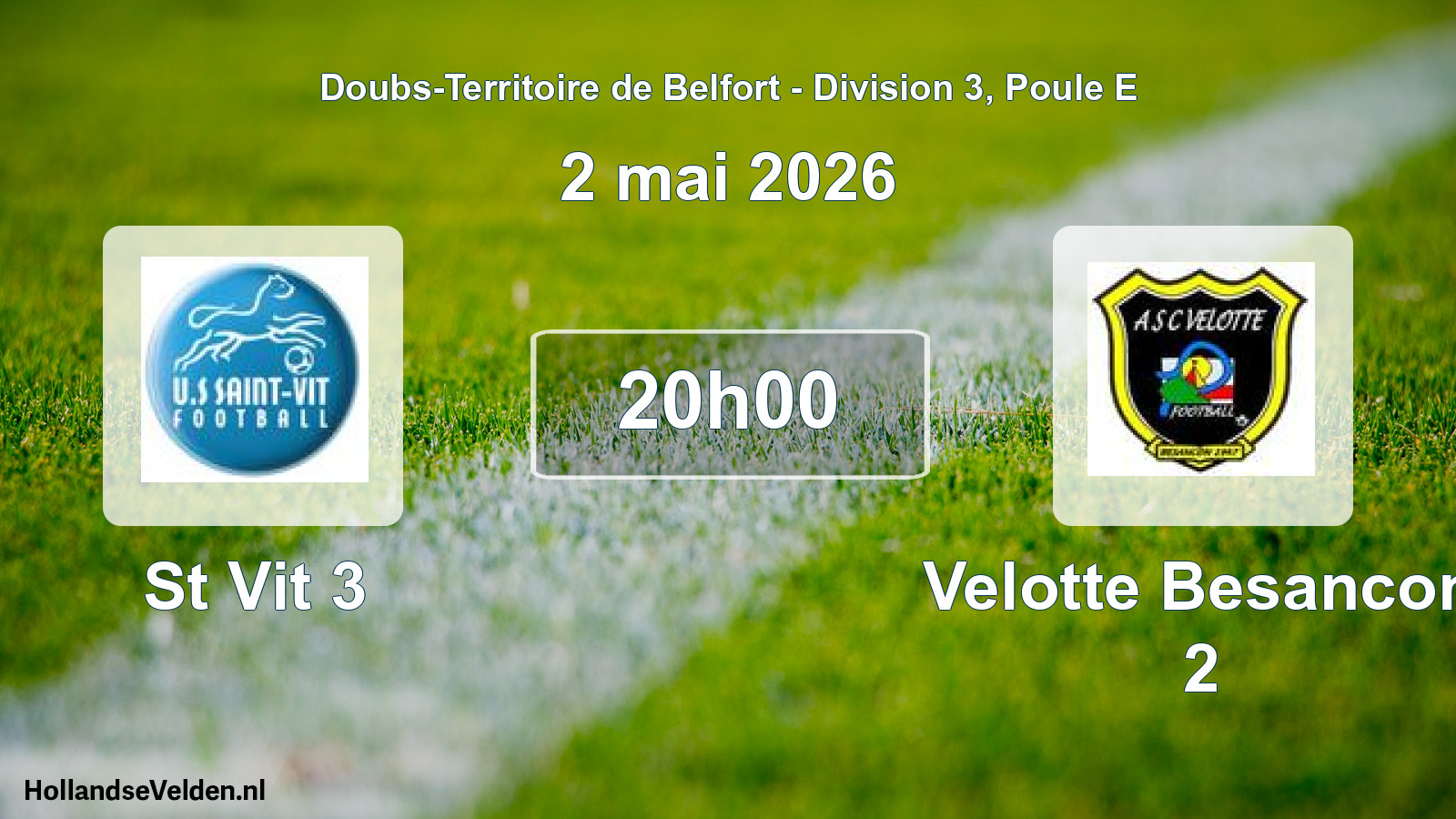 Match programmé: St Vit 3 - Velotte Besancon 2 (2 mai 2026)
