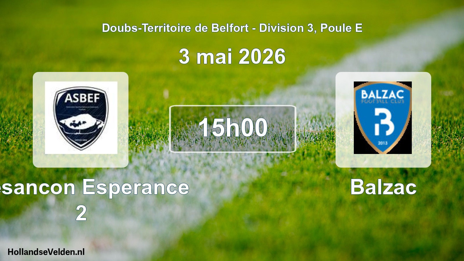 Match programmé: Besancon Esperance 2 - Balzac (3 mai 2026)