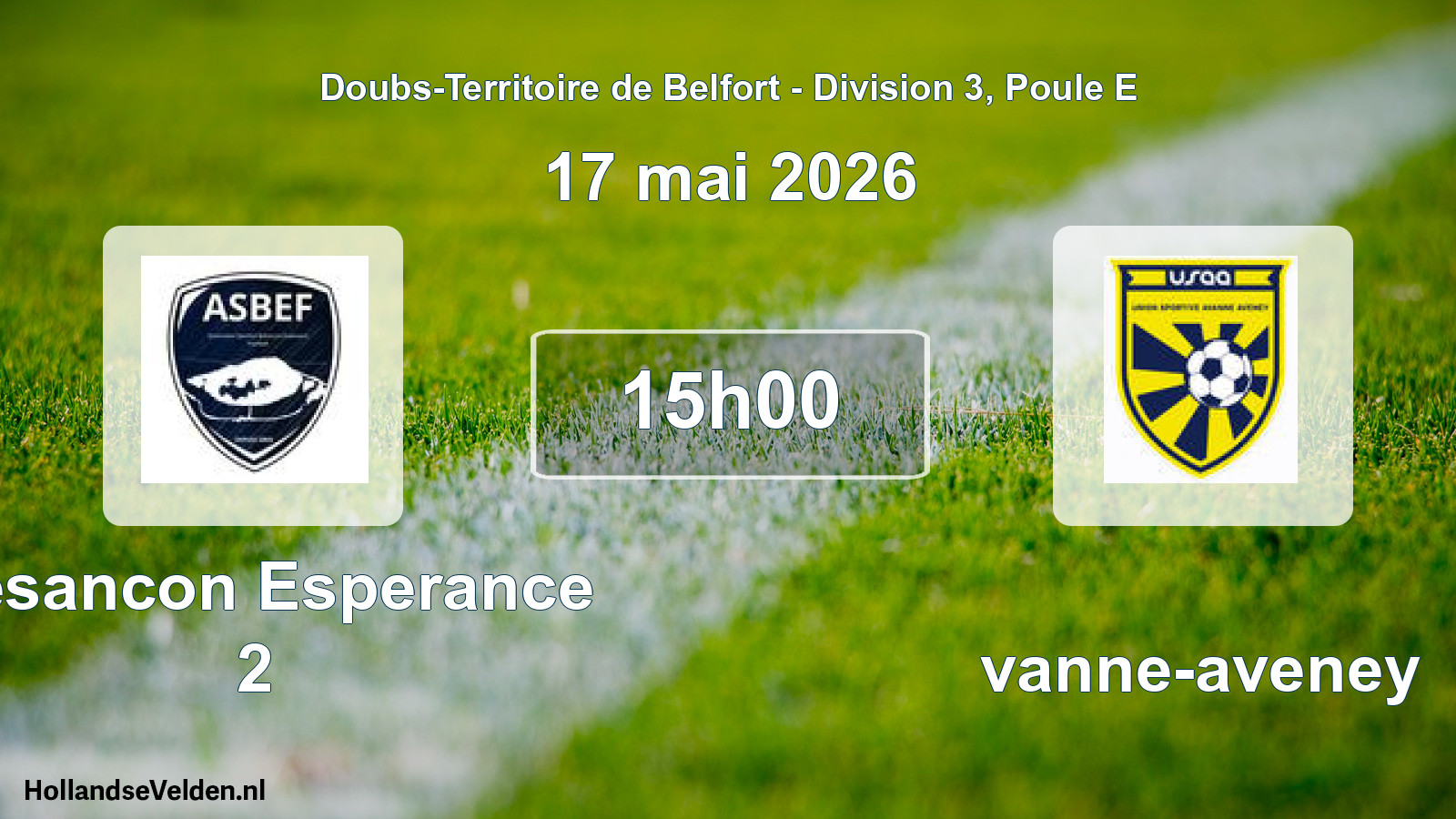 Match programmé: Besancon Esperance 2 - Avanne-aveney (17 mai 2026)