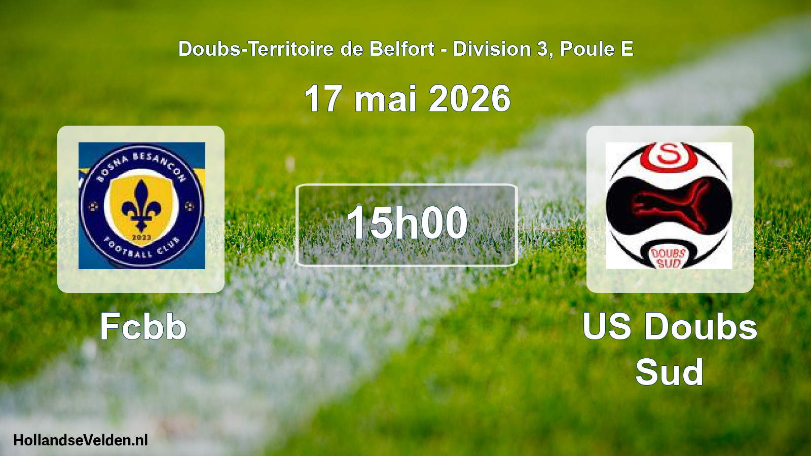 Match programmé: Fcbb - US Doubs Sud (17 mai 2026)
