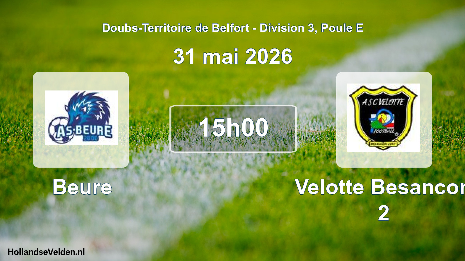Scheduled Match: Beure - Velotte Besancon 2 (31 May 2026)