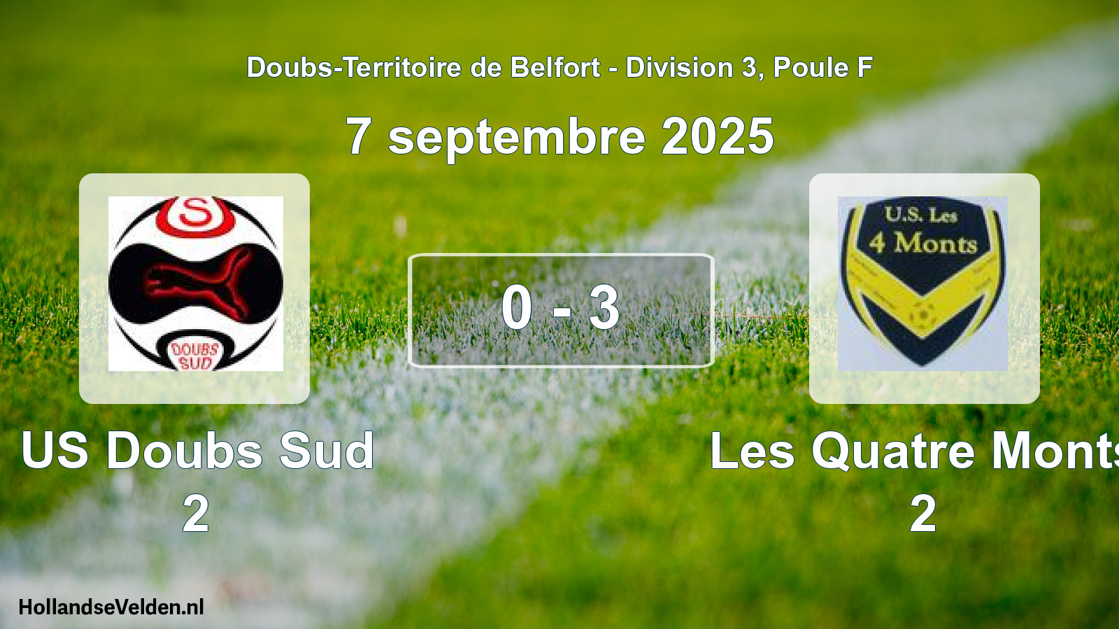Match joué: US Doubs Sud 2 - Les Quatre Monts 2 0 - 3 (7 septembre 2025)