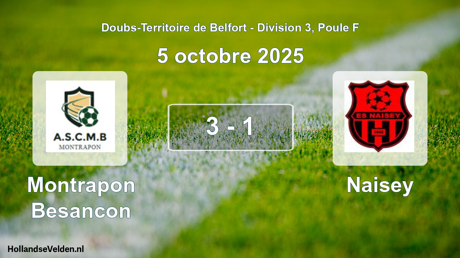 Match joué: Montrapon Besancon - Naisey 3 - 1 (5 octobre 2025)