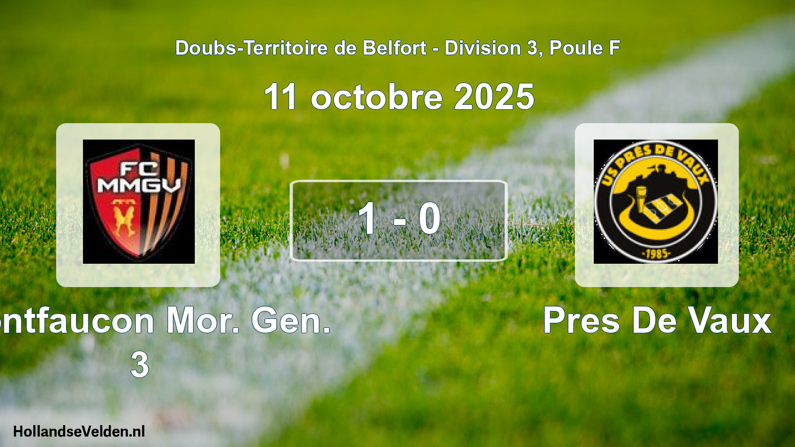 Gespeelde wedstrijd: Montfaucon Mor. Gen. 3 - Pres De Vaux 1 - 0 (11 oktober 2025)