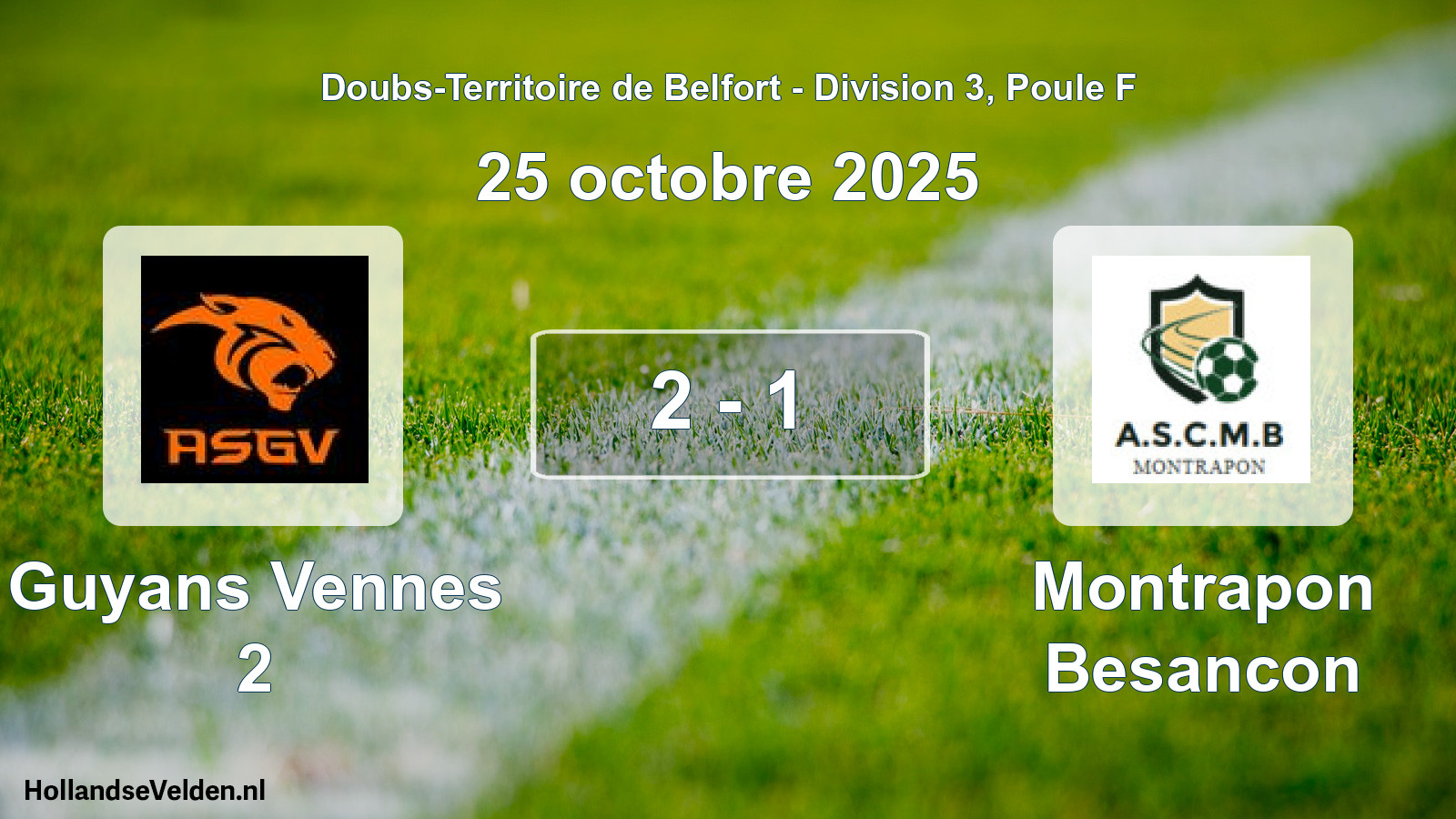 Gespeelde wedstrijd: Guyans Vennes 2 - Montrapon Besancon 2 - 1 (25 oktober 2025)