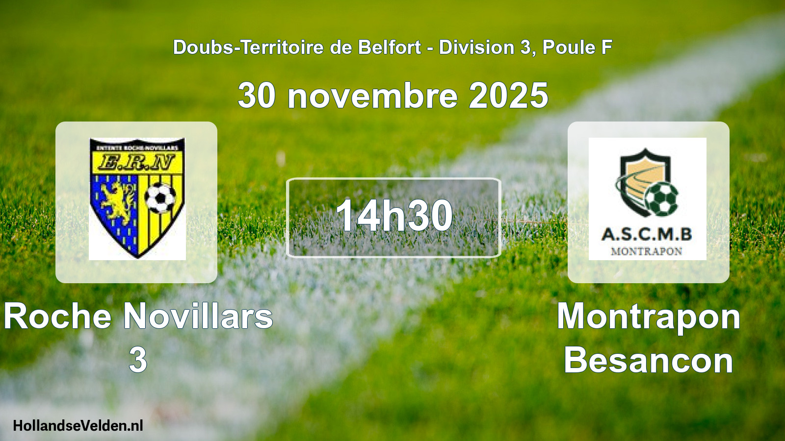 Match programmé: Roche Novillars 3 - Montrapon Besancon (30 novembre 2025)