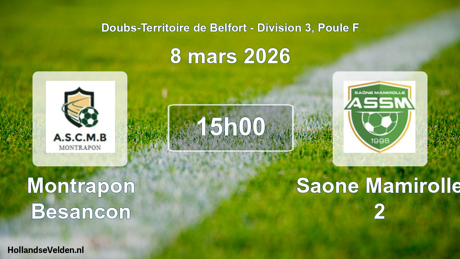 Match programmé: Montrapon Besancon - Saone Mamirolle 2 (8 mars 2026)