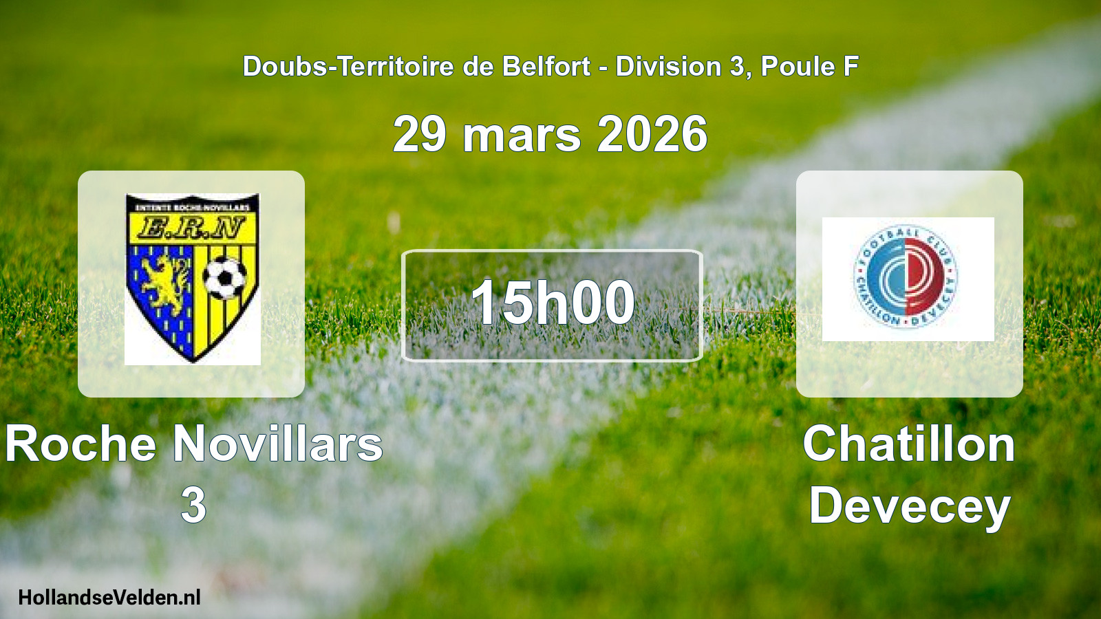 Match programmé: Roche Novillars 3 - Chatillon Devecey (29 mars 2026)